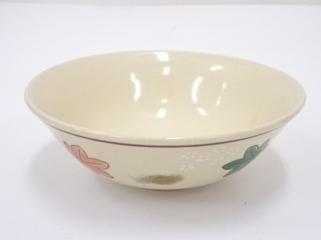 京焼　加藤昌山造　色絵雲錦平茶碗